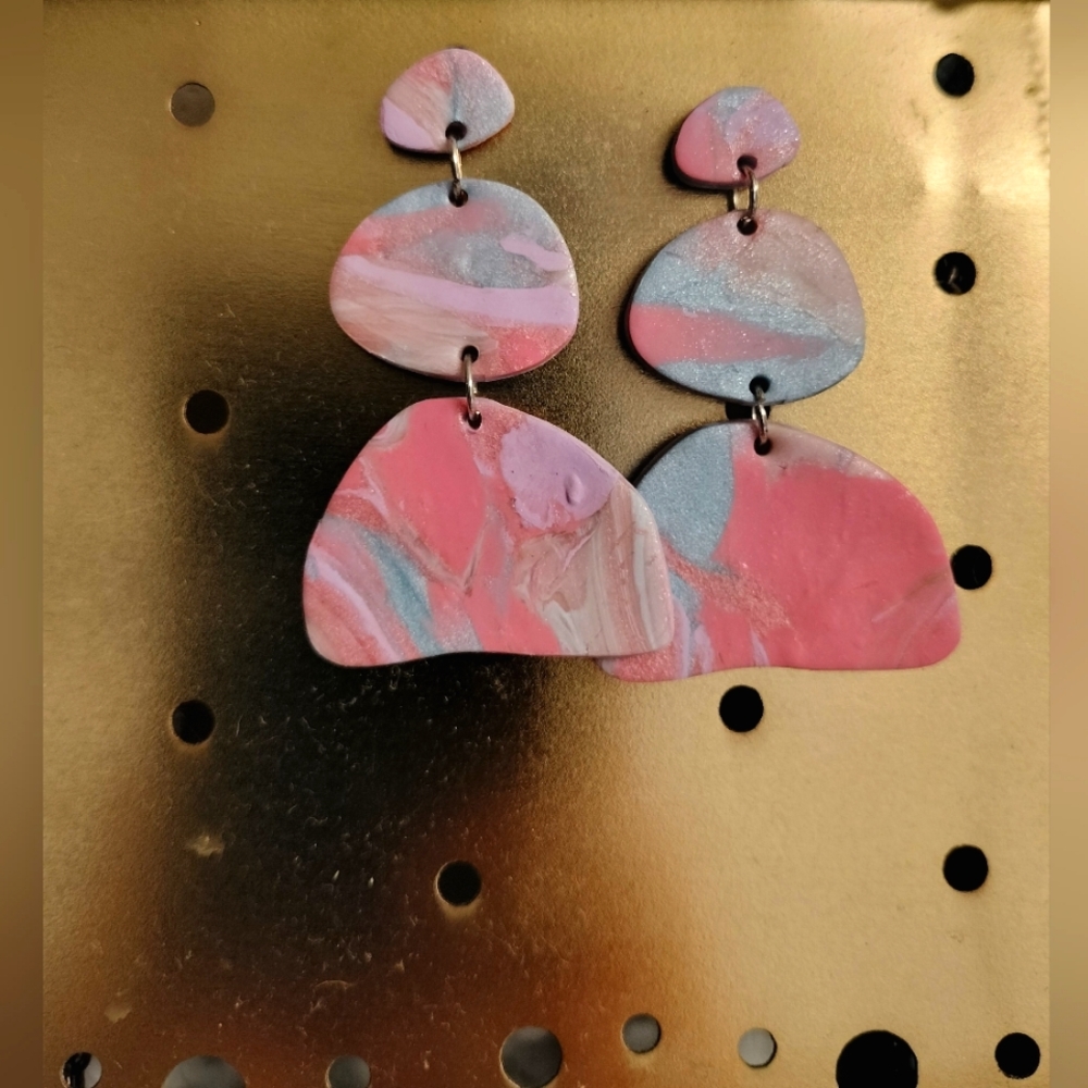 Marble Handmade Sculpy Clay Dangling Earrings
